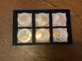 Sammler Münzen 6 Stück Polierte Platte versilbert 1.- vergol
