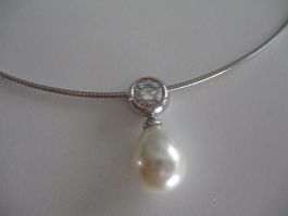 Halskette mit Perlenanhänger Silber 925 NEU