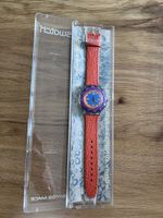 Neu Swatch SCUBA 200 Red Island mit Lederarmband