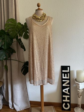Robe paillettes champagne taille L 