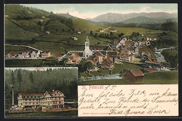 Cartoline postali: St. Peterzell, Mühle, Gesamtansicht mit – Usato da Berlin venduto da bartko-reher