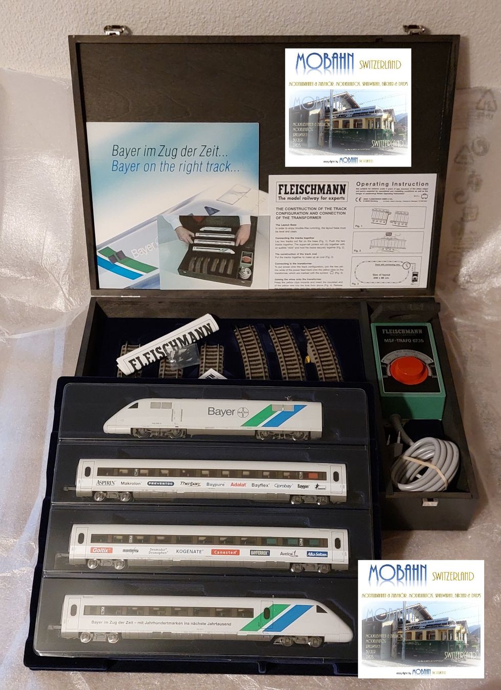 Fleischmann Modellini di ferrovie: Fleischmann Startset ICE 2 "Bayer" Limited Edition RARITÄT! – Nuovo e nell'imballaggio originale da Rotkreuz venduto da MOBAHN-1zu87 1