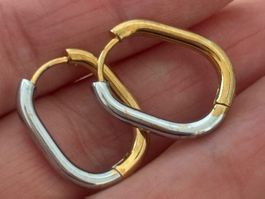 Luxus Elegante Edelsthal Kreolen Ohrschmuck Farbe:Silber/Gol