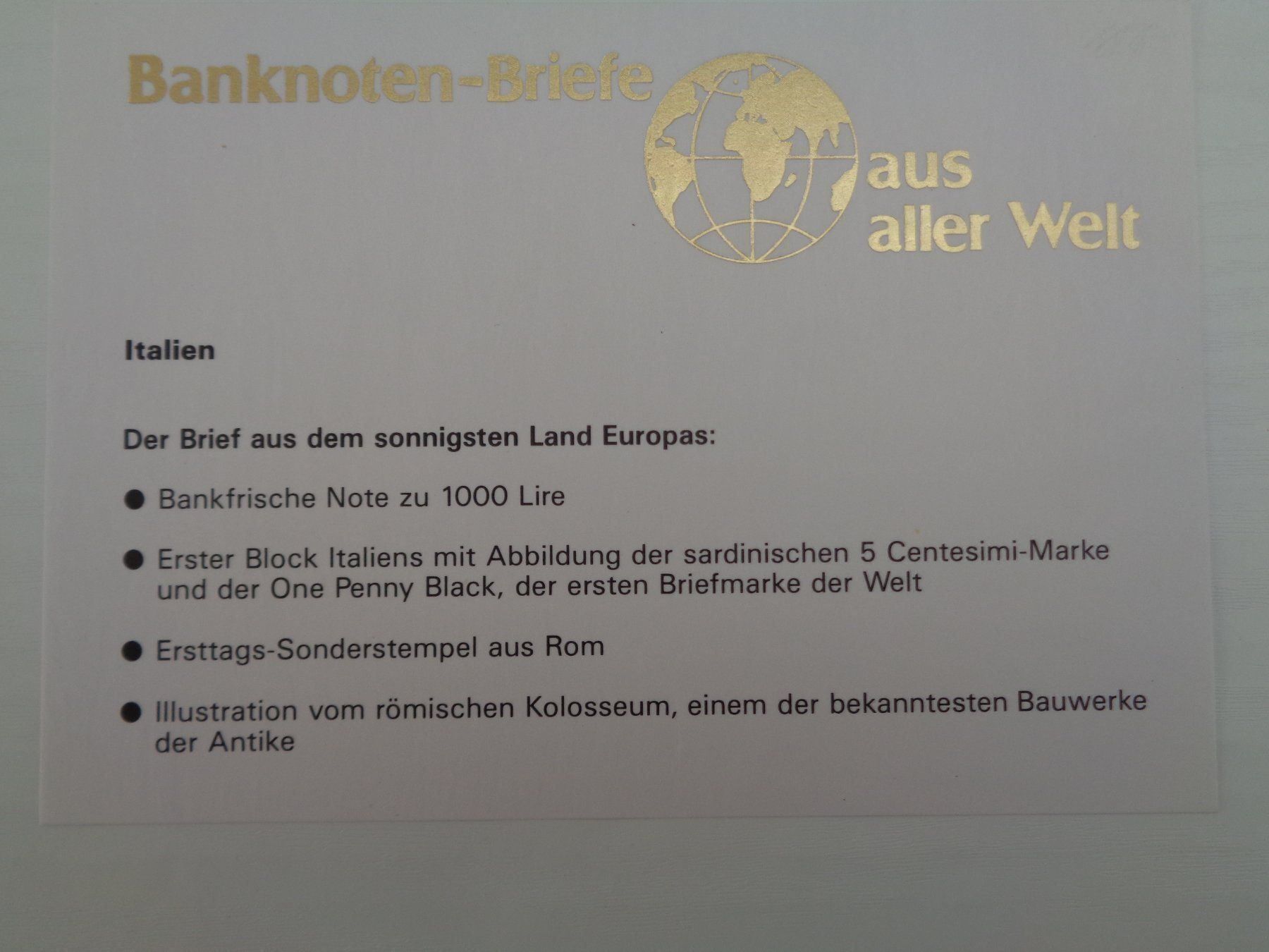 Banconote: Notenbrief- Italien 1000 Lire – Usato da Chur venduto da omonia 3