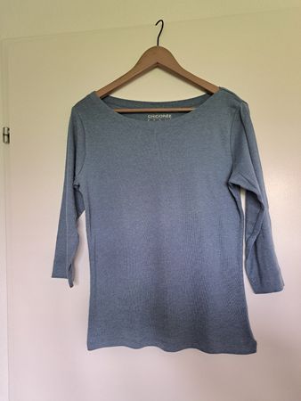 Shirt, Gr. L, blau meliert, 3/4 Ärmel