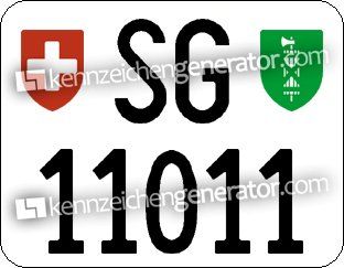 Insegne: Kontrollschild SG 11011 (Motorrad) – Nuovo (secondo la descrizione) da Unterterzen venduto da x0x