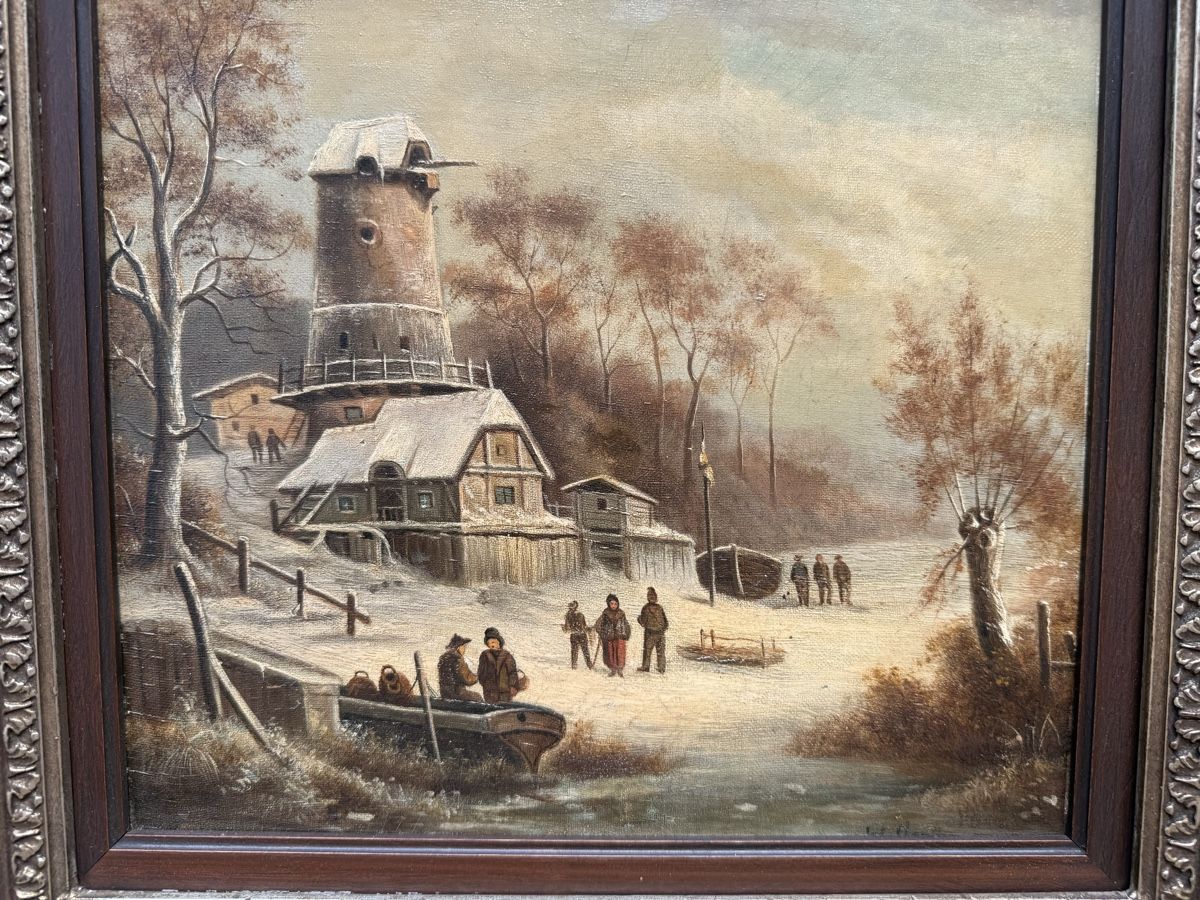 Dipinti: Gemälde Winterlandschaft mit Mühle, signiert, mit Rahmen – Usato da Wil SG venduto da F-Z-72 1