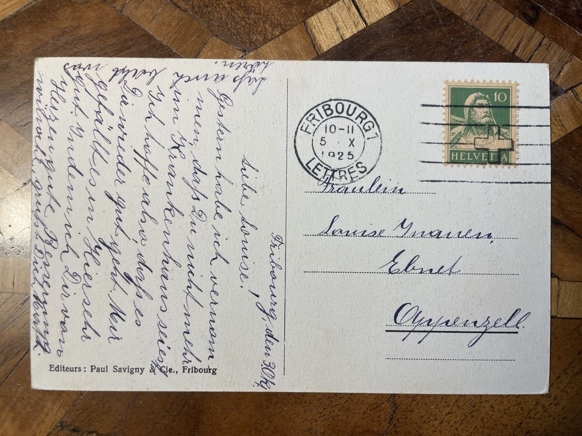 Cartoline postali: Ansichtskarte Fribourg Institut Sainte Ursule 1925 – Usato da Fribourg venduto da Mymikrakra01 1