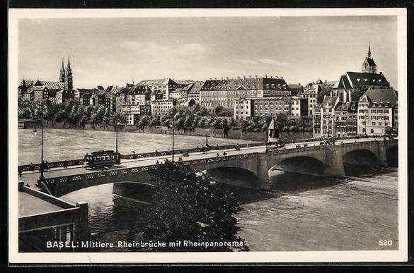 Cartes postales: Basel, Mittlere Rheinbrücke mit Strasse – D'occasion à Berlin par bartko-reher