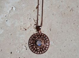 Neu, Regenbogenmondstein Kette silber rosé vergoldet