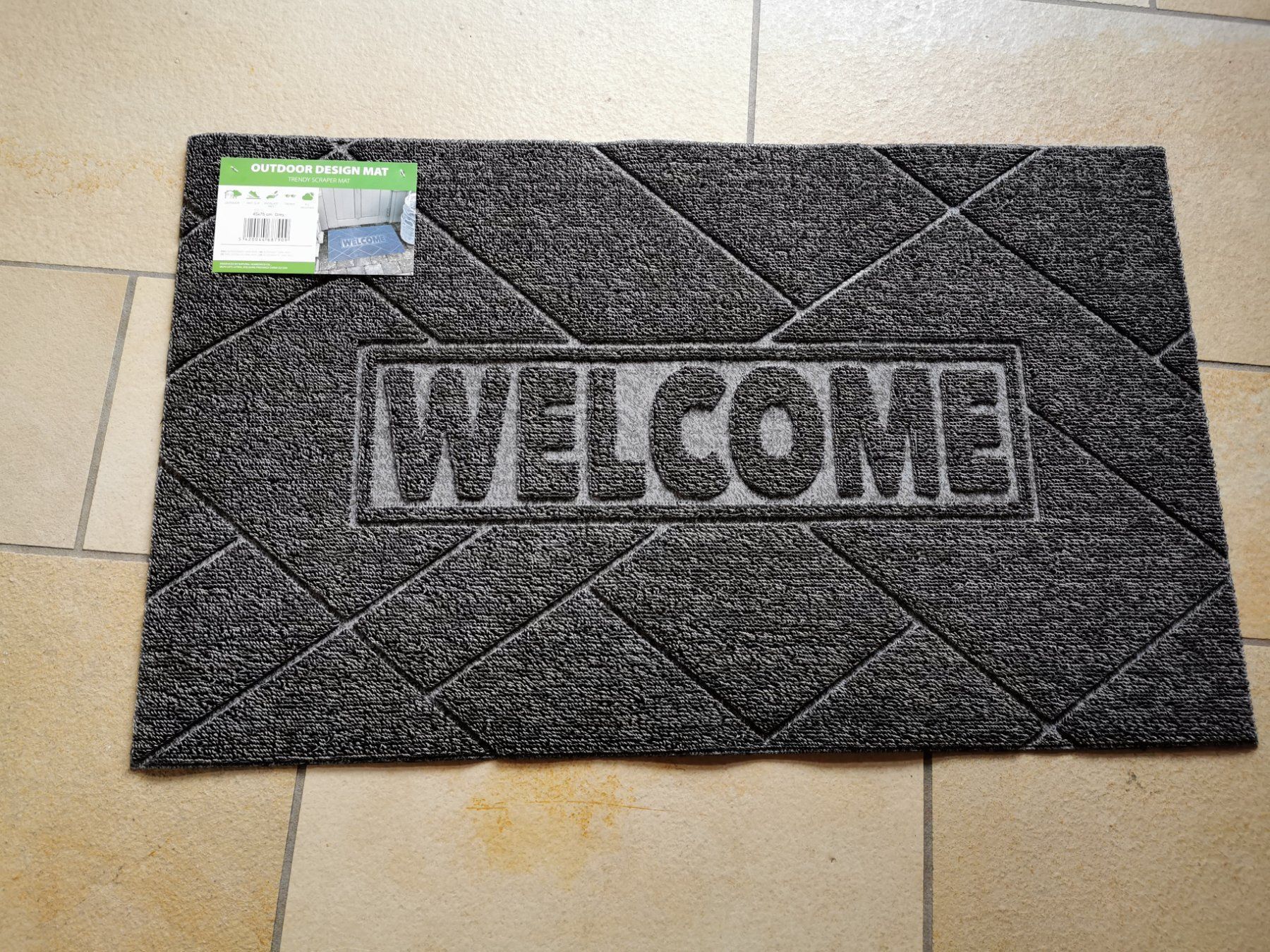Tappeti: NEUE Fussmatte grau-schwarz, Welcome – Nuovo e nell'imballaggio originale da Gebenstorf venduto da monschala