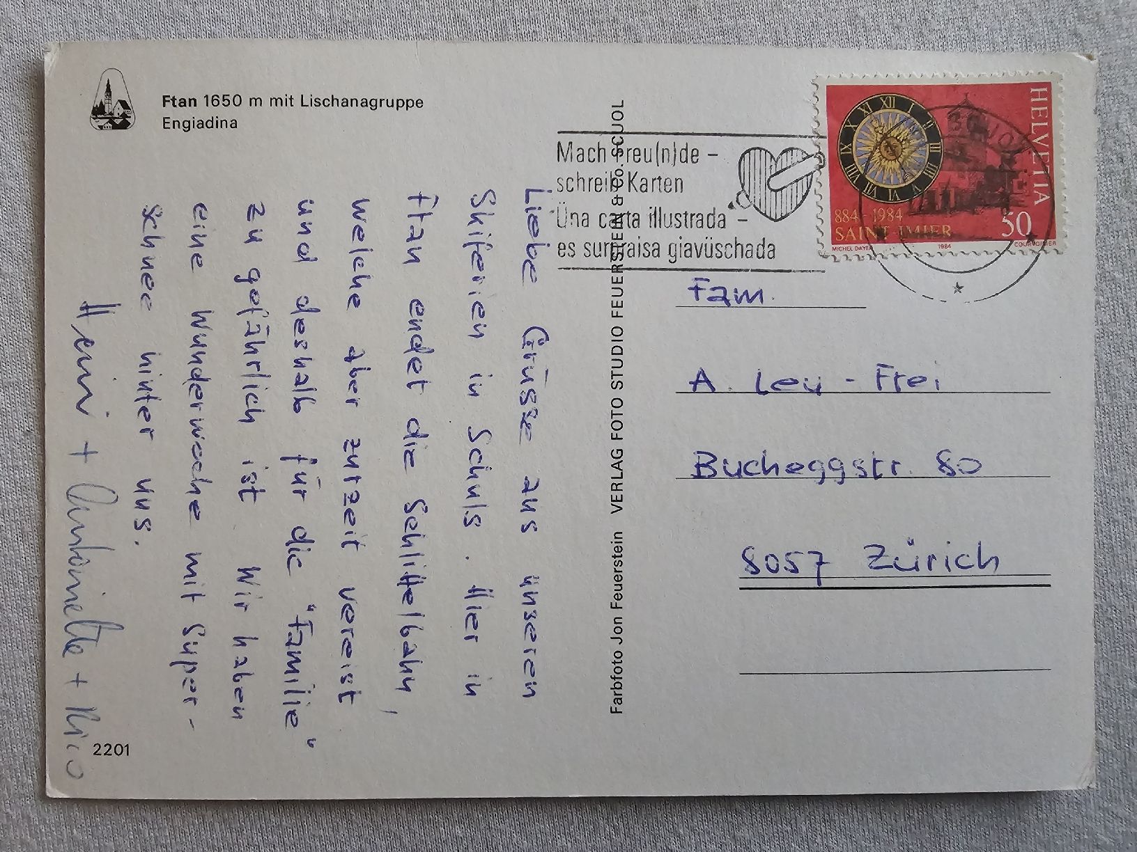 Cartes postales: Ansichtskarte Ftan 1650m mit Lischanagruppe, Engadin – D'occasion à Bütschwil par Taranabo 1