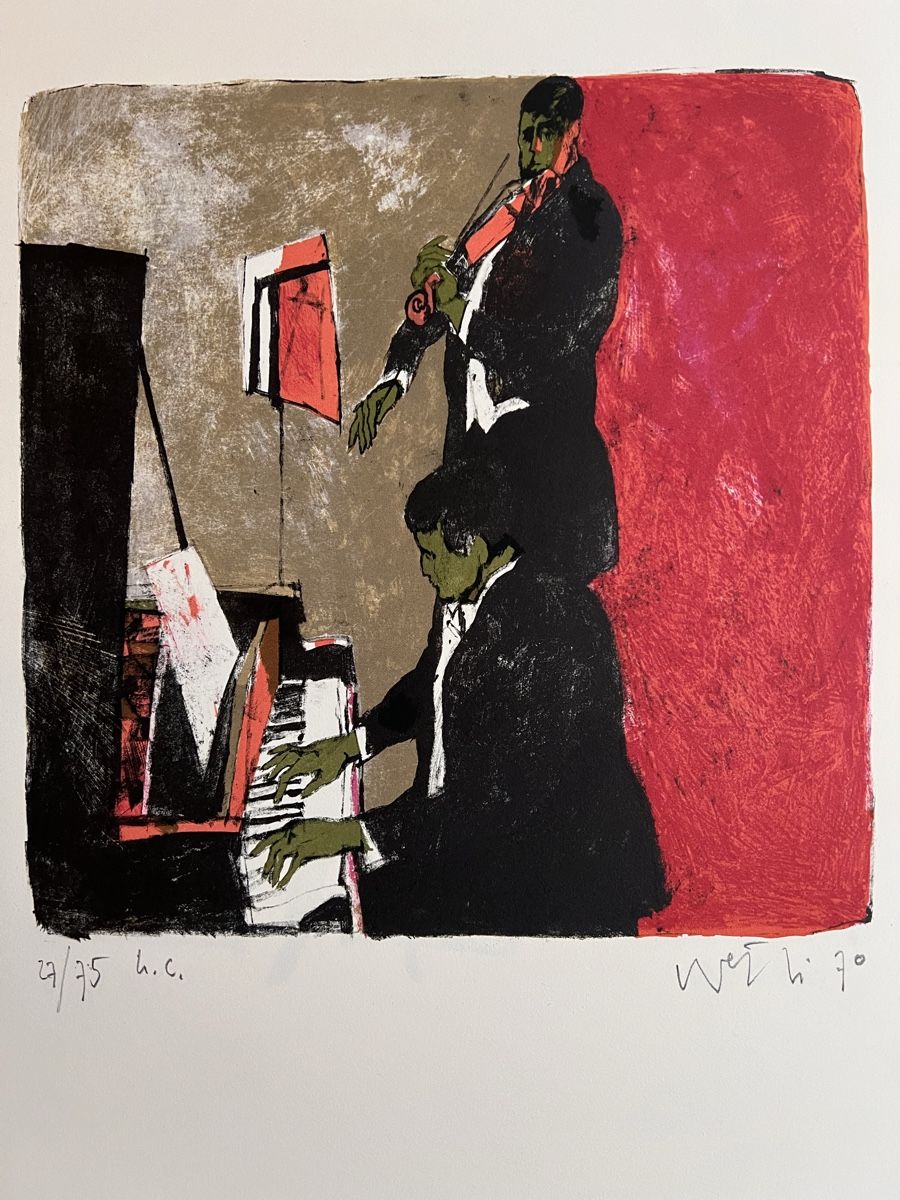 Grafica & Litografie: Hugo Wetli Original- Lithographie "Konzert" 1970 – Usato da Adliswil venduto da buch_und_kunst