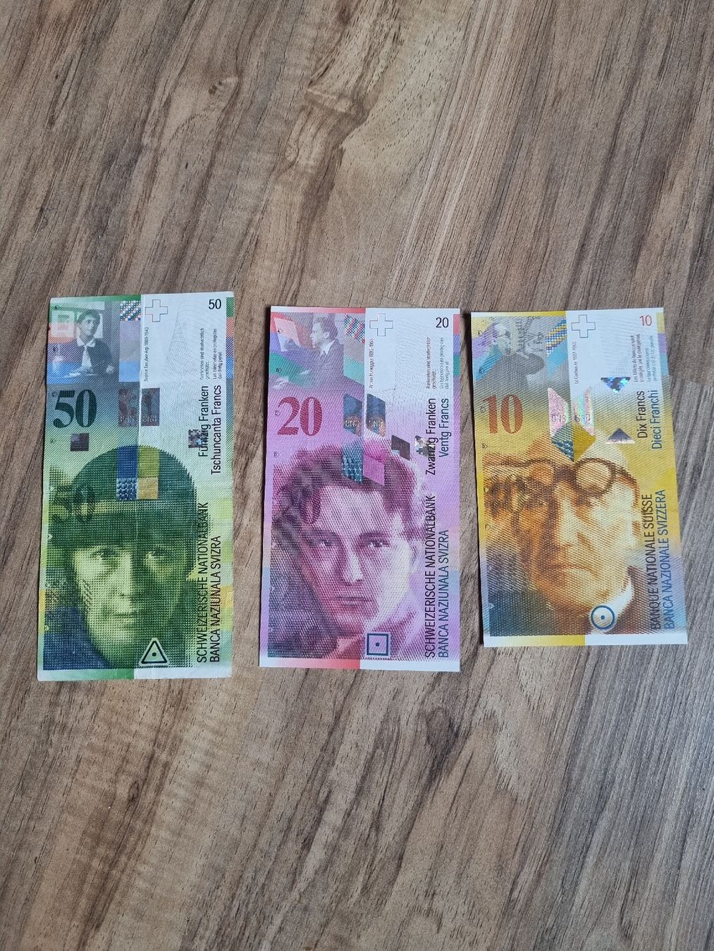Banknoten: Schweizer Noten 10, 20, 50 Franken – Gebraucht aus Zeiningen von lidokorklin