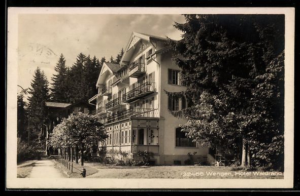 Cartoline postali: AK Wengen, Hotel Waldrand, 1938 – Usato da Berlin venduto da bartko-reher
