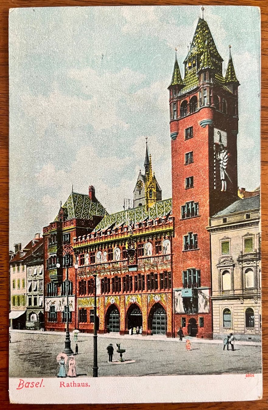 Cartoline postali: Alte Ansichtskarte Basel Rathaus, gel. 1907 – Usato da Basel venduto da so1_nf6l