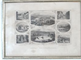 Schaffhausen, div. Ansichten, orig. antiker Stahlstich