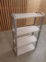 Étagère en bois beige clair et plastique gris