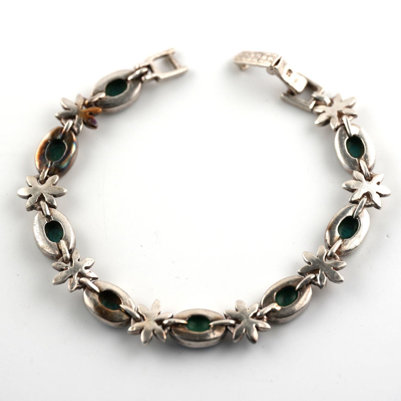 Bracciali & Braccialetti: Silberarmkette 925 mit grünen Steinen – Usato da Basel venduto da Vip24 1