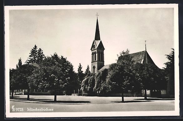 Cartes postales: Münchenbuchsee, Strassenpartie mit Kirc – D'occasion à Berlin par bartko-reher