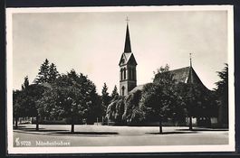Münchenbuchsee, Strassenpartie mit Kirc