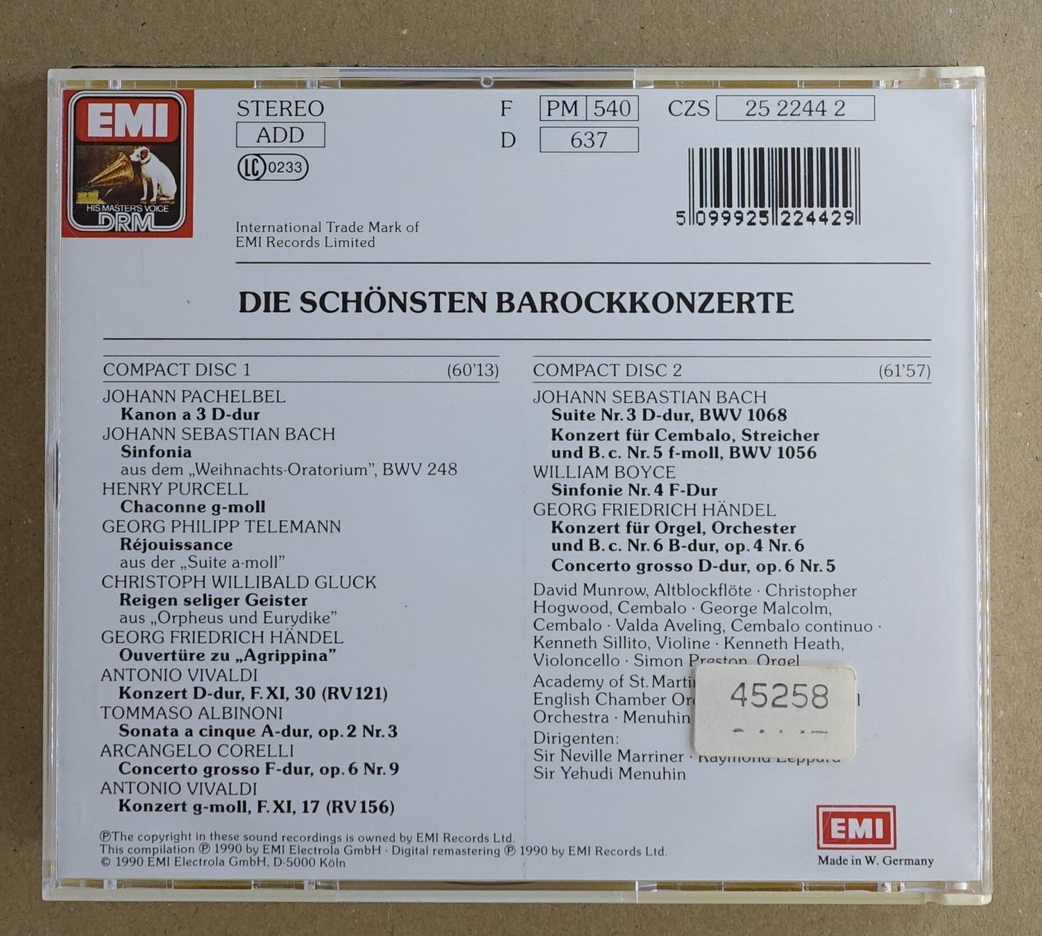 CD: Die schönsten Barockkonzerte (2 CDs) - F19 – Usato da Sessa venduto da fraenklishop 1