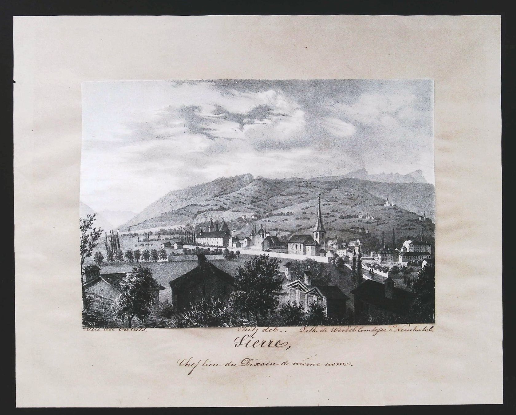 Gravures: Sierre Lithographie von Ritz 1839 – D'occasion à Rafz par Helvet32