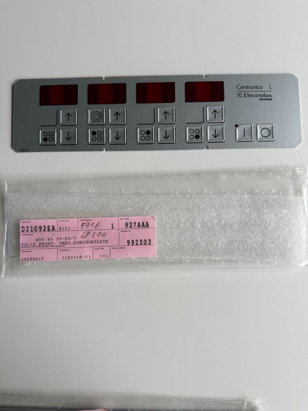 Folien: Electrolux Centronica-L Folienfront – Neu und originalverpackt aus Ennetbaden von Data_100