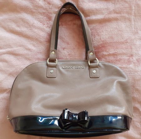 ARMANI - JEANS HANDTASCHE IN TAUPE BEIGE UND SCHWARZ