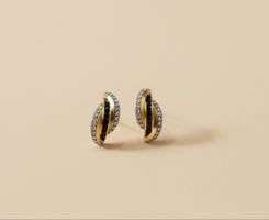 Elegant Gold Tone Earrings- one black stone missing