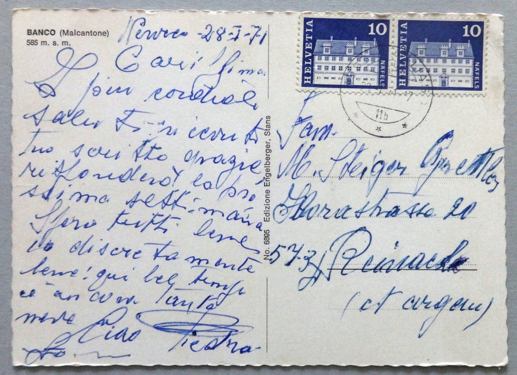 Cartoline postali: Banco (Malcantone) 585 m s.m. – Difettoso da Fétigny venduto da Billy2miny 1