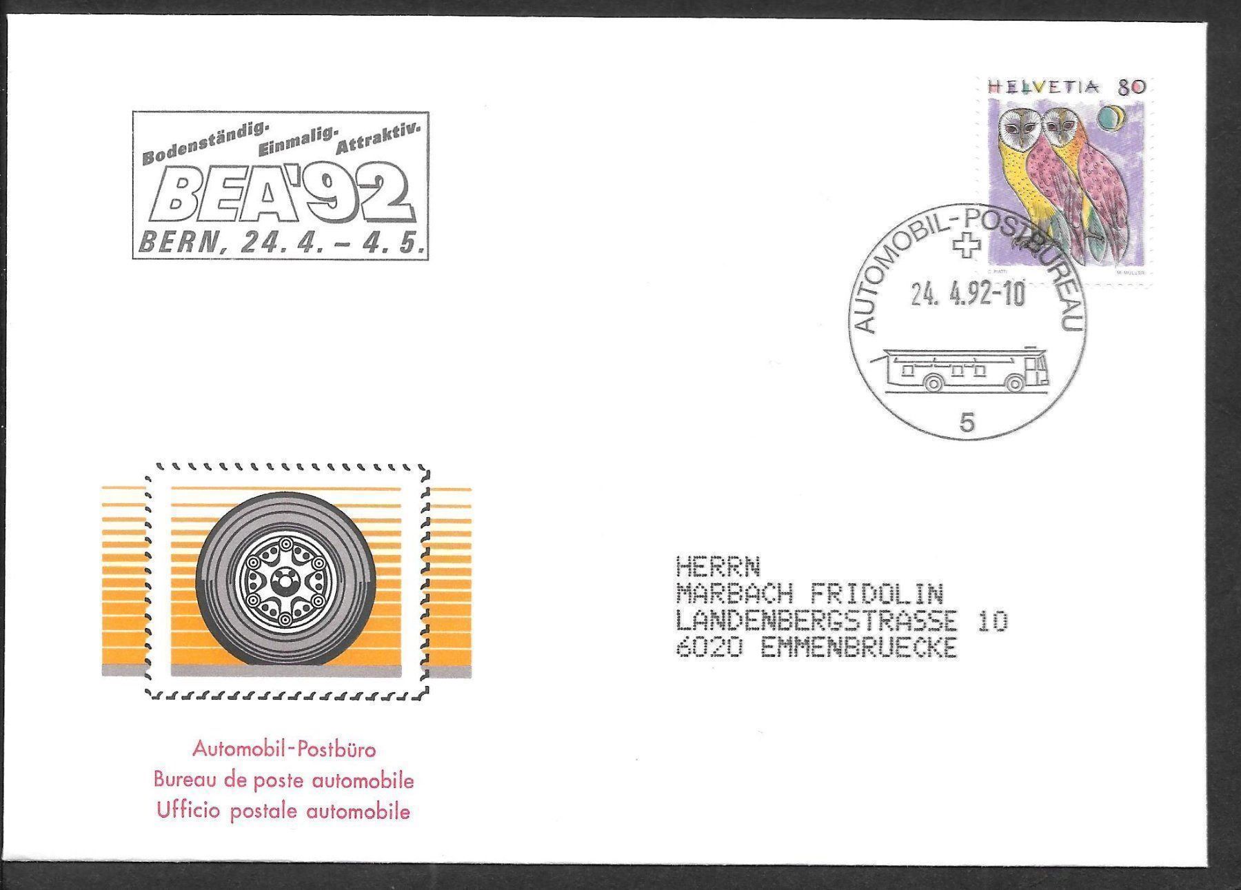 Tutti i francobolli: Sonderbrief A. 1531 BEA Bern 24.4.1992 – Nuovo (secondo la descrizione) da Olten venduto da clotaldi