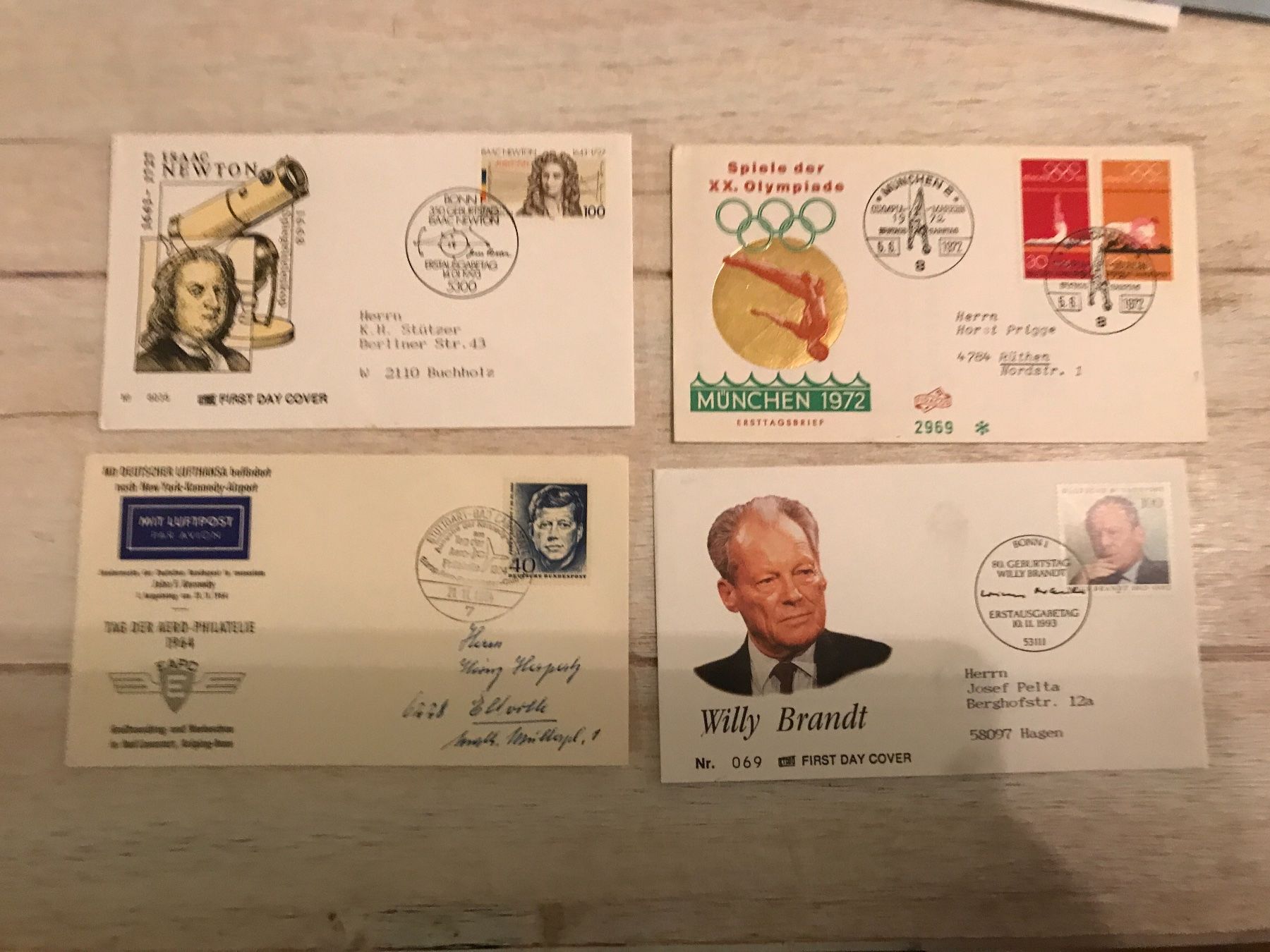 Alle Briefmarken: 100 FDC Deutschland (800-27) – Gebraucht aus St.Gallen von Bigdisch 2