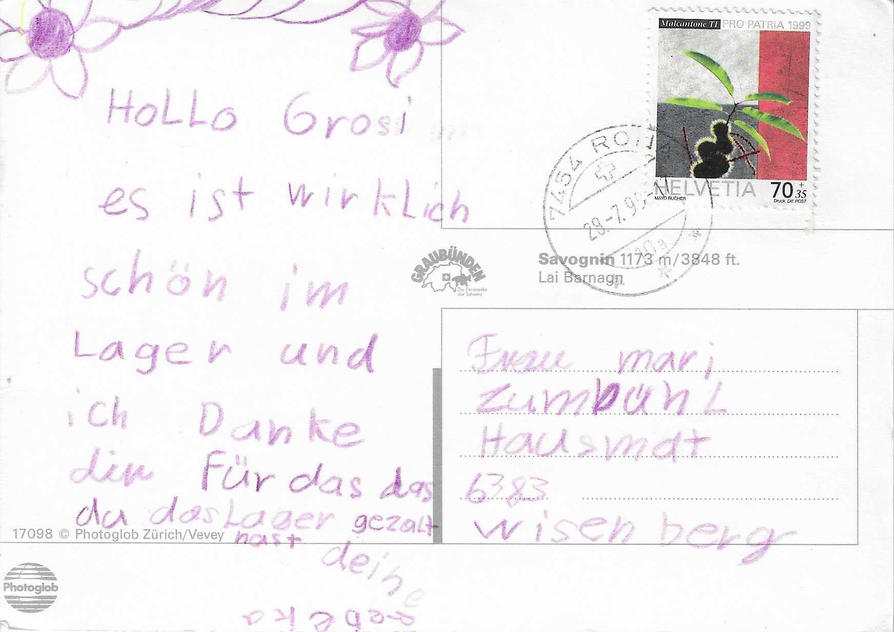 Cartoline postali: Savognin GR – Usato da Rothrist venduto da Stranglehold 1