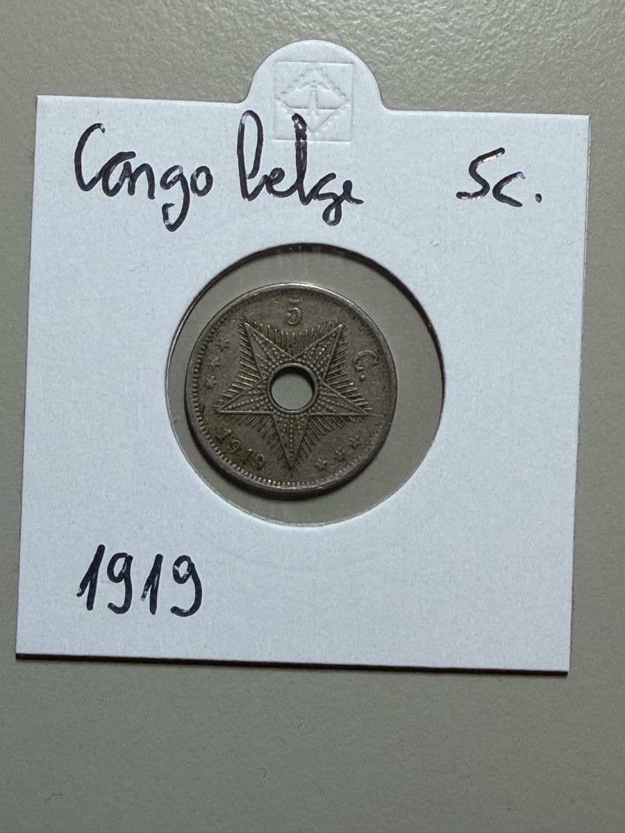 Alle Münzen: Congo belge - 5 centimes - 1919 – Gebraucht aus Payerne von Mike1682