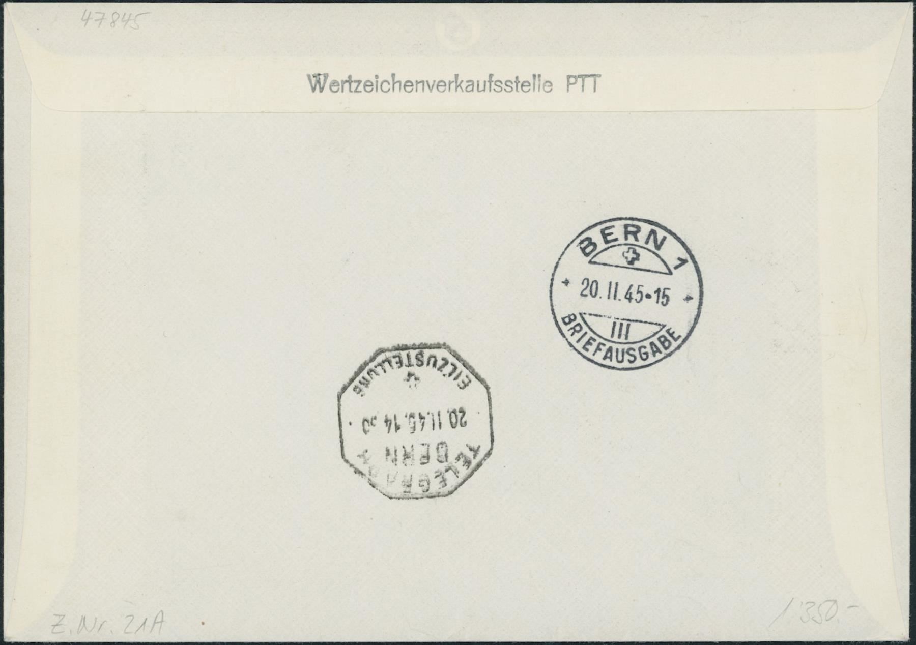 Alle Briefmarken: 1945 - Spende - Blockausschnitt - FDC ET – Gebraucht aus Schindellegi von leecollect 1