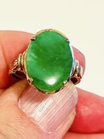 Vintage Green Jade 14k Yellow Gold Ring