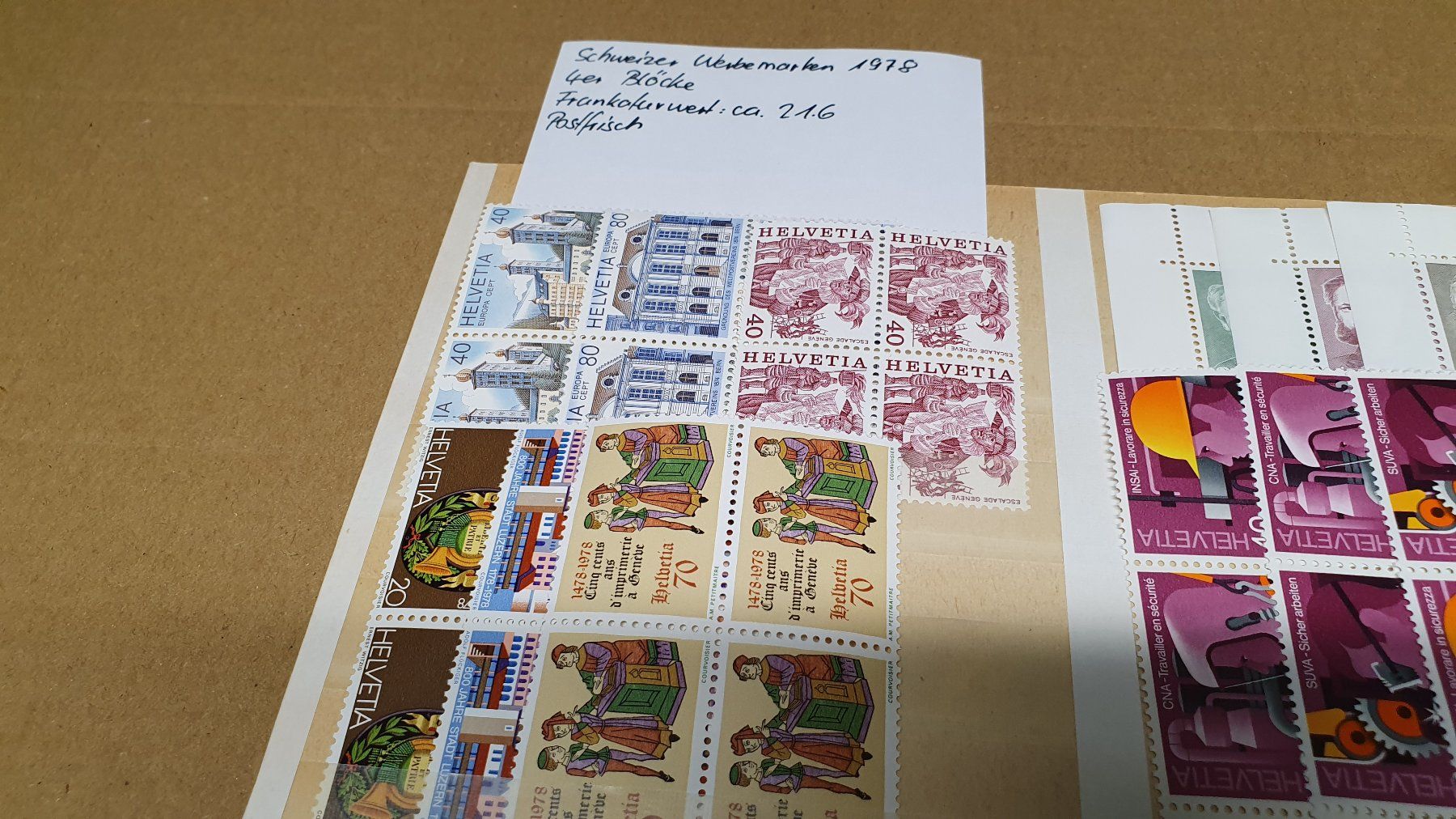 Tutti i francobolli: Schweizer Werbemarken Konvolut 1978 4er Blöcke postfrisch – Usato da Richigen venduto da Auerhahn11 1