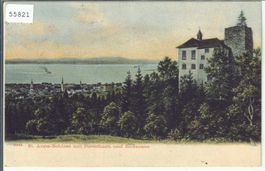 St. Anna-Schloss mit Rorschach und Bodensee - Litho