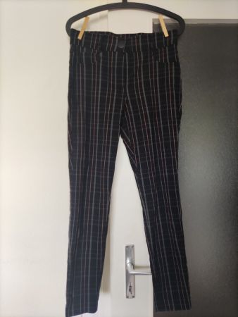 Pantalon Yessica à carreaux bleu et orange pastel M 38