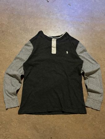 Polo Ralph Lauren Henley Shirt Grey Dark Grey Size L