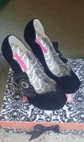 Bordello Shoes Teeze -11 Black Velvet / Pumps /High Heels