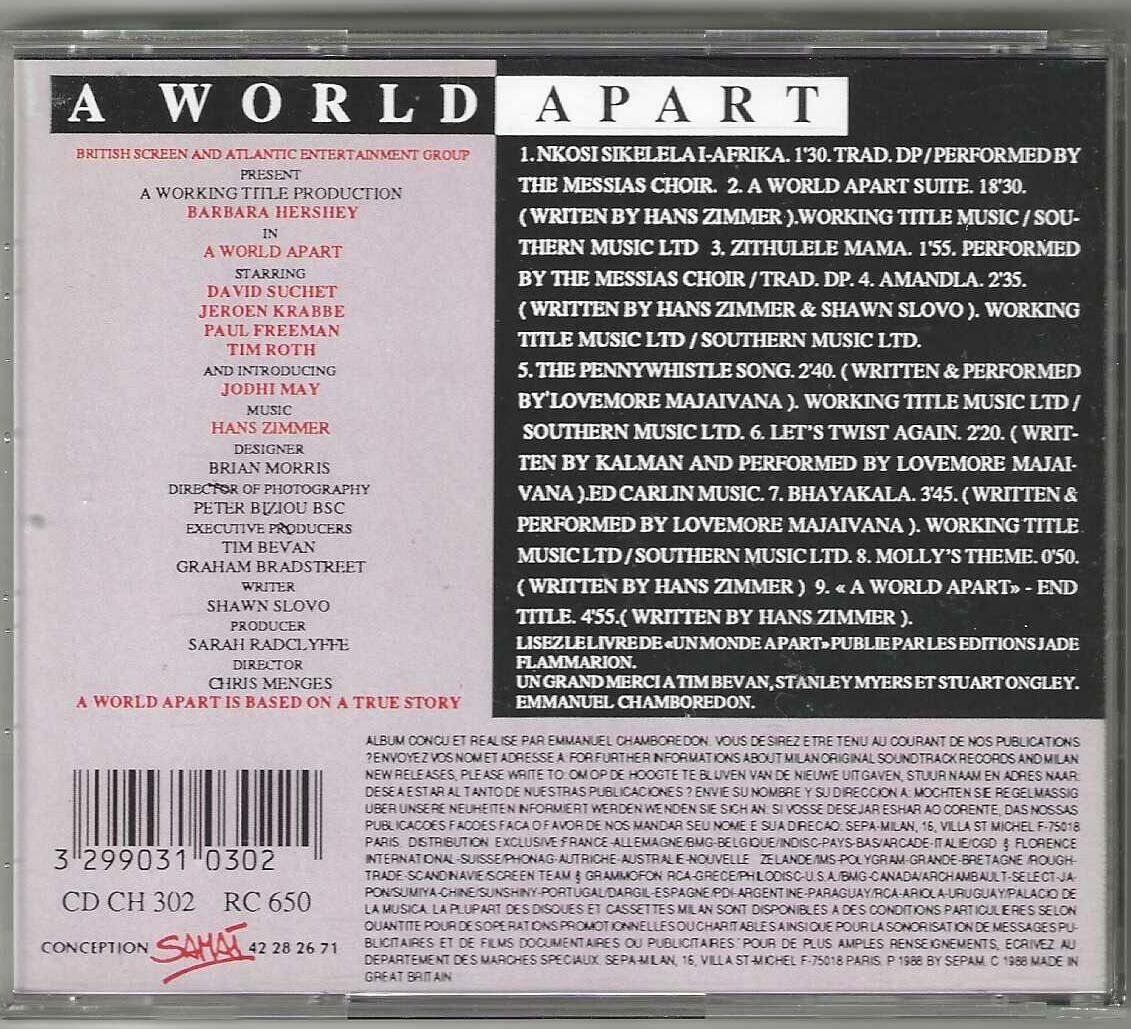 CD: Hans Zimmer - A World Apart – Usato da Genève venduto da CDLPBookS 1