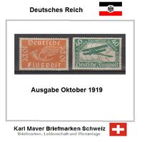 Flugpostmarken Posthorn und Doppeldecker 1919