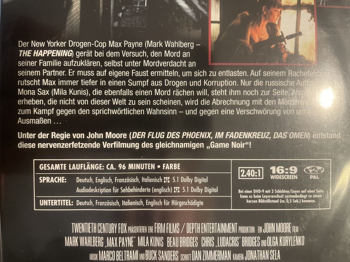 Tutti i DVDs: Max Payne, mit Mark Wahlberg – Usato da Winterthur venduto da machmaschine 2
