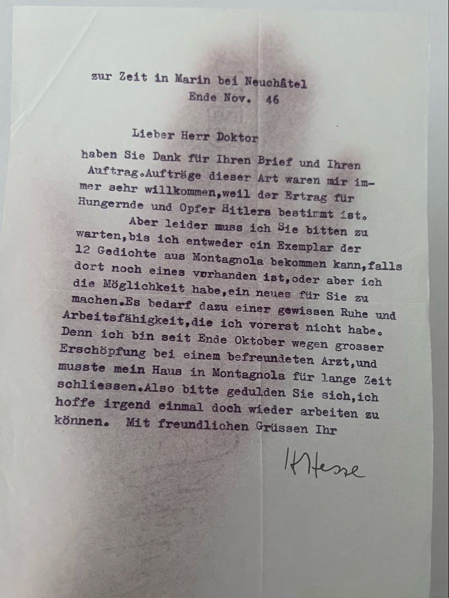 Autografi: Originalbrief von Hermann Hesse signiert – Usato da Rüschlikon venduto da sweet_76 3
