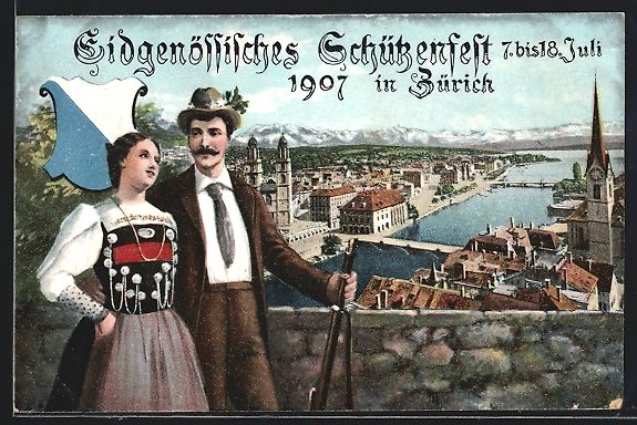 Ansichtskarten: Zürich, Eidgenössisches Schützenfest  – Gebraucht aus Berlin von bartko-reher
