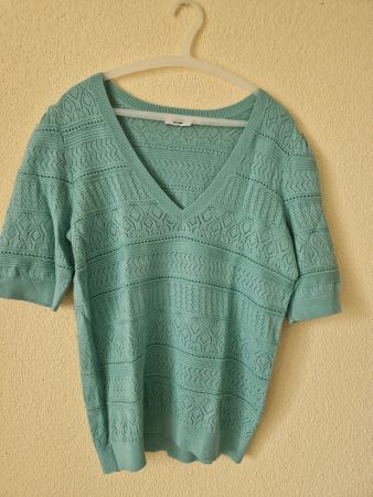 Kurzarm Strickpullover "WE" Gr. XL, Grün