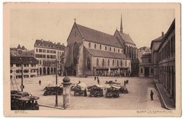 Basel, Barfüsserkirche, Tram, Markt, gelaufen 1912