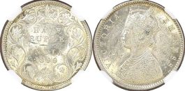 INDIEN 1/2 Rupee 1899 B (retrograd) Bombay VICTORIA MS 61!